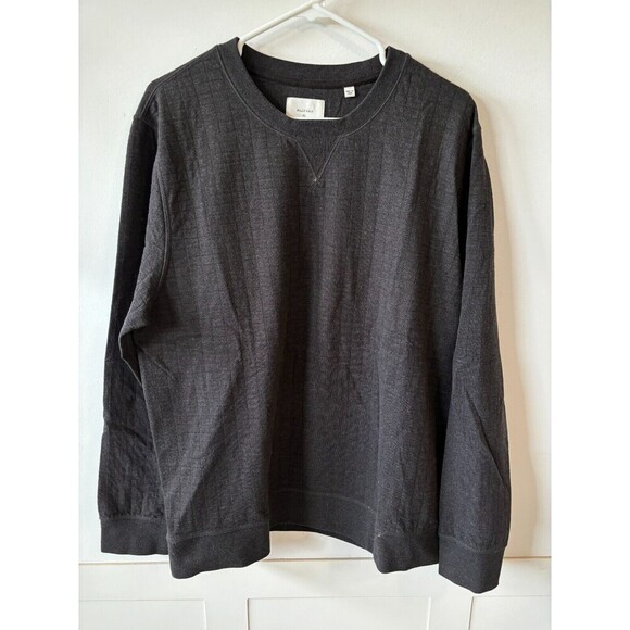 Billy Reid Other - Billy Reid Mens Grid Quilted Crew Neck Pullover Long Sleeve Black Sweatshirt XL